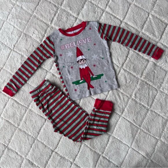 Elf on The Shelf | #Believe Green & Red 2-Piece Striped Pajama Set | Size 6 - Picture 2 of 14